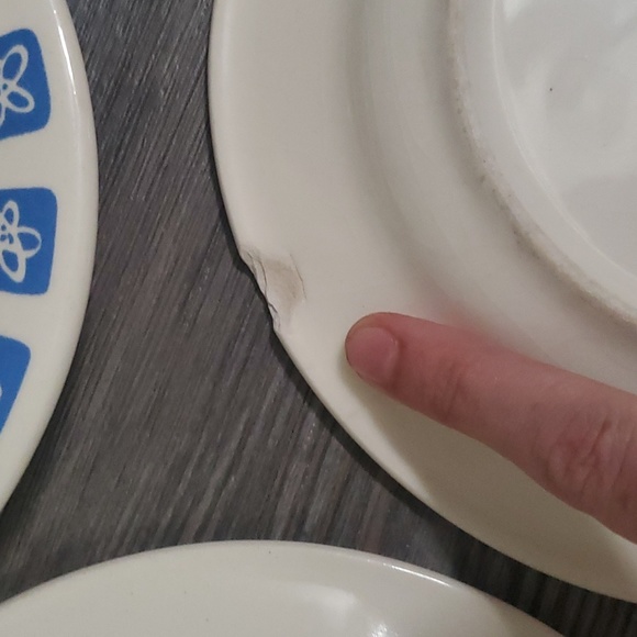 Mid Century modern atomic blue flower Set of 3 Romanian dessert plates vintage - Picture 4 of 7